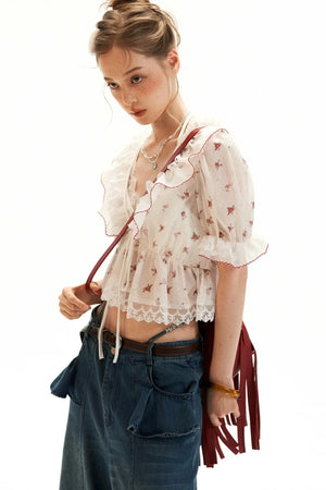 Polka Dot Ruffled Top