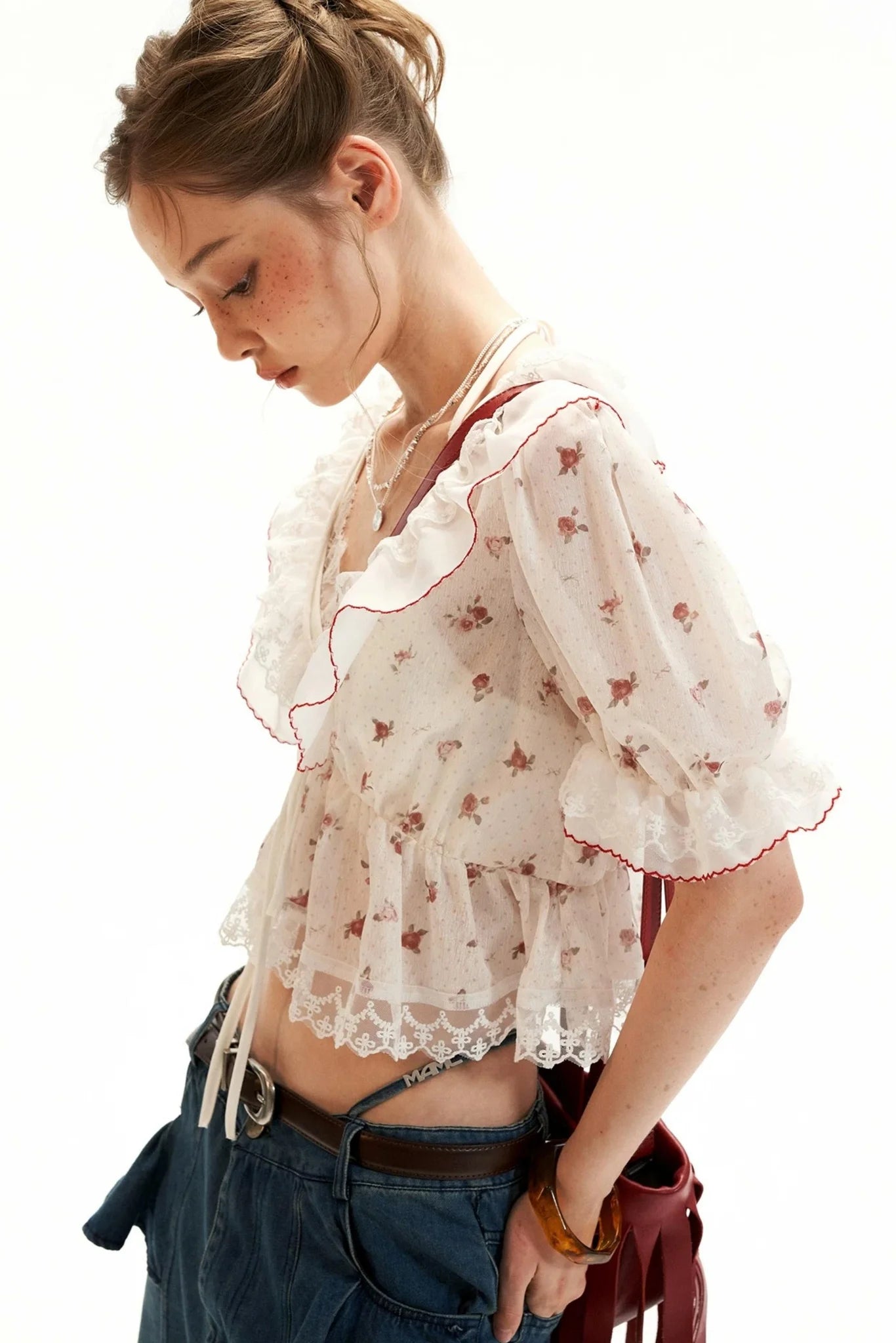 Polka Dot Ruffled Top