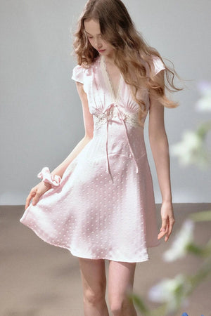 Polka Dot Satin Lace Dress