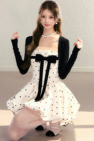 Polka Dot Satin Puff Dress