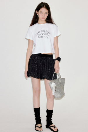 Polka Dot Silhouette Cropped Skirt