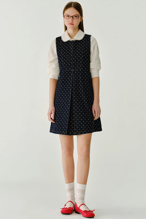 Polka Dot Sleeveless Denim Dress