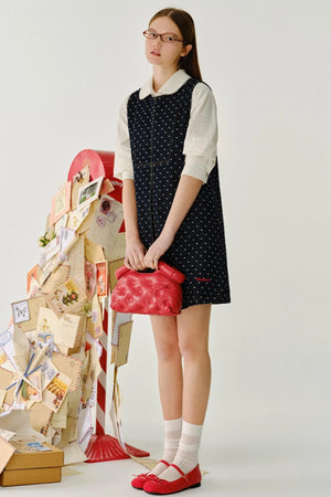 Polka Dot Sleeveless Denim Dress