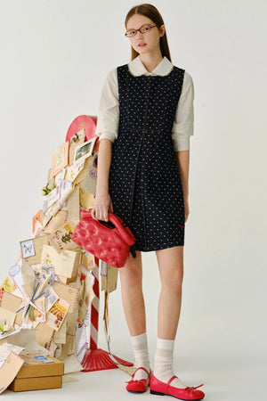 Polka Dot Sleeveless Denim Dress