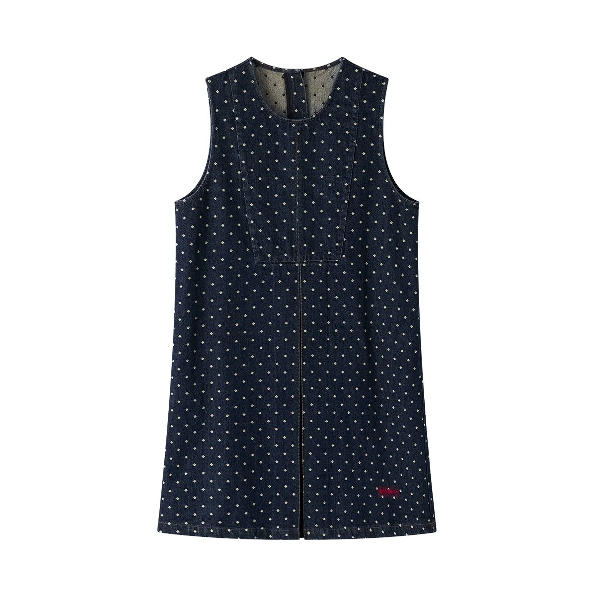 Polka Dot Sleeveless Denim Dress