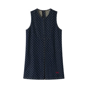Polka Dot Sleeveless Denim Dress