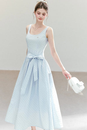 Polka Dot Sleeveless Maxi Dress