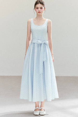 Polka Dot Sleeveless Maxi Dress