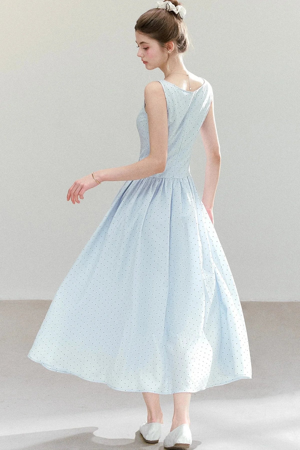 Polka Dot Sleeveless Maxi Dress