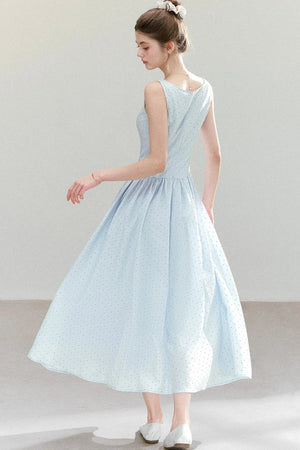 Polka Dot Sleeveless Maxi Dress