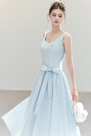 Polka Dot Sleeveless Maxi Dress