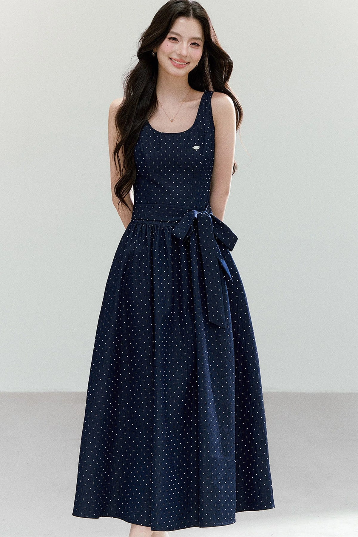 Polka Dot Sleeveless Maxi Dress