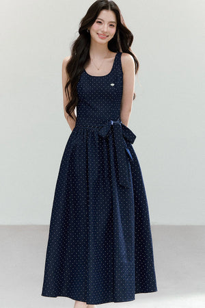 Polka Dot Sleeveless Maxi Dress