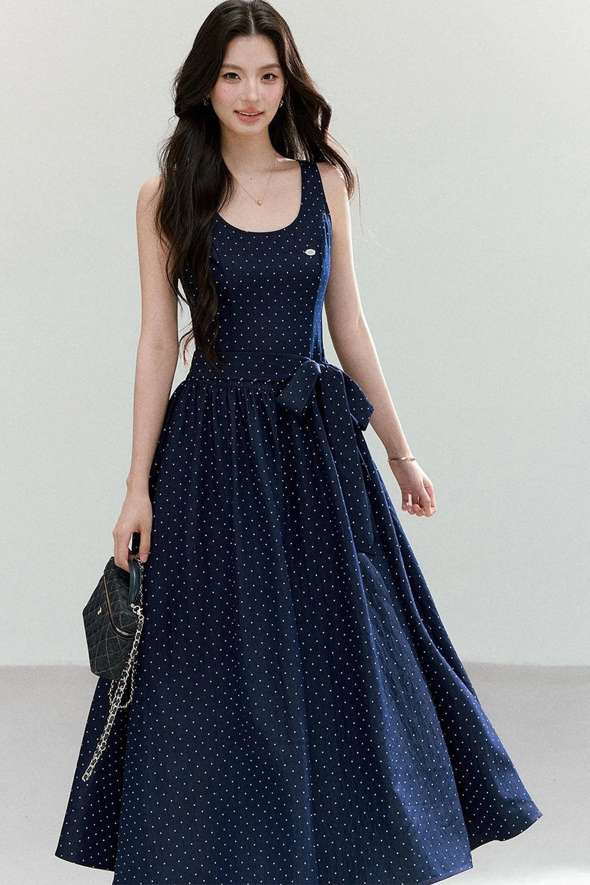 Polka Dot Sleeveless Maxi Dress