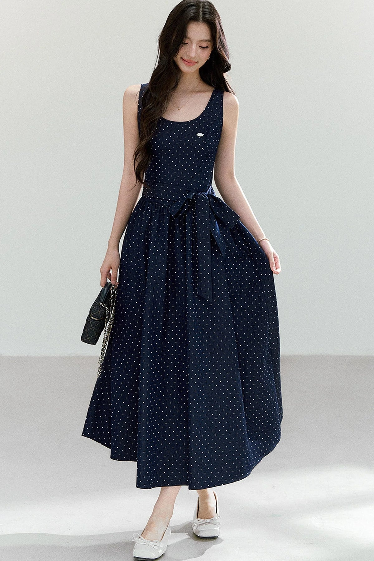 Polka Dot Sleeveless Maxi Dress