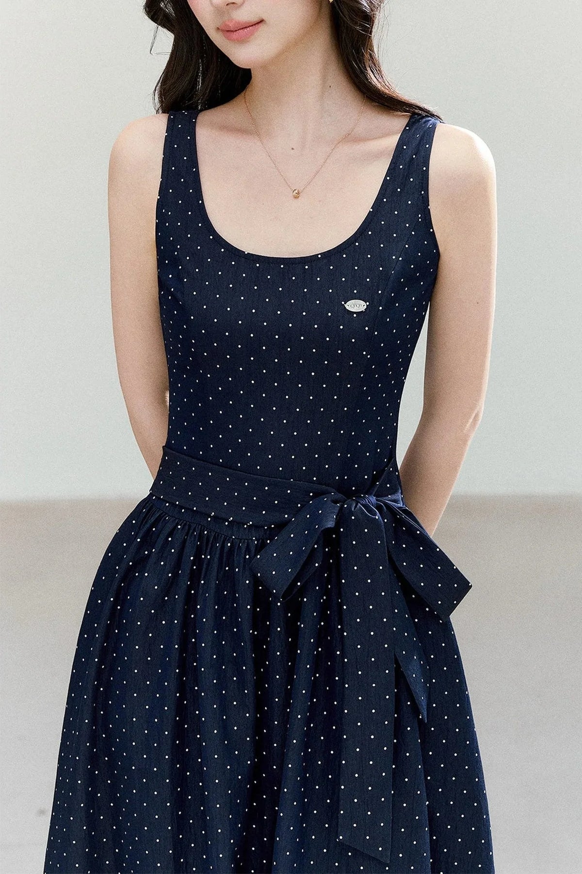 Polka Dot Sleeveless Maxi Dress