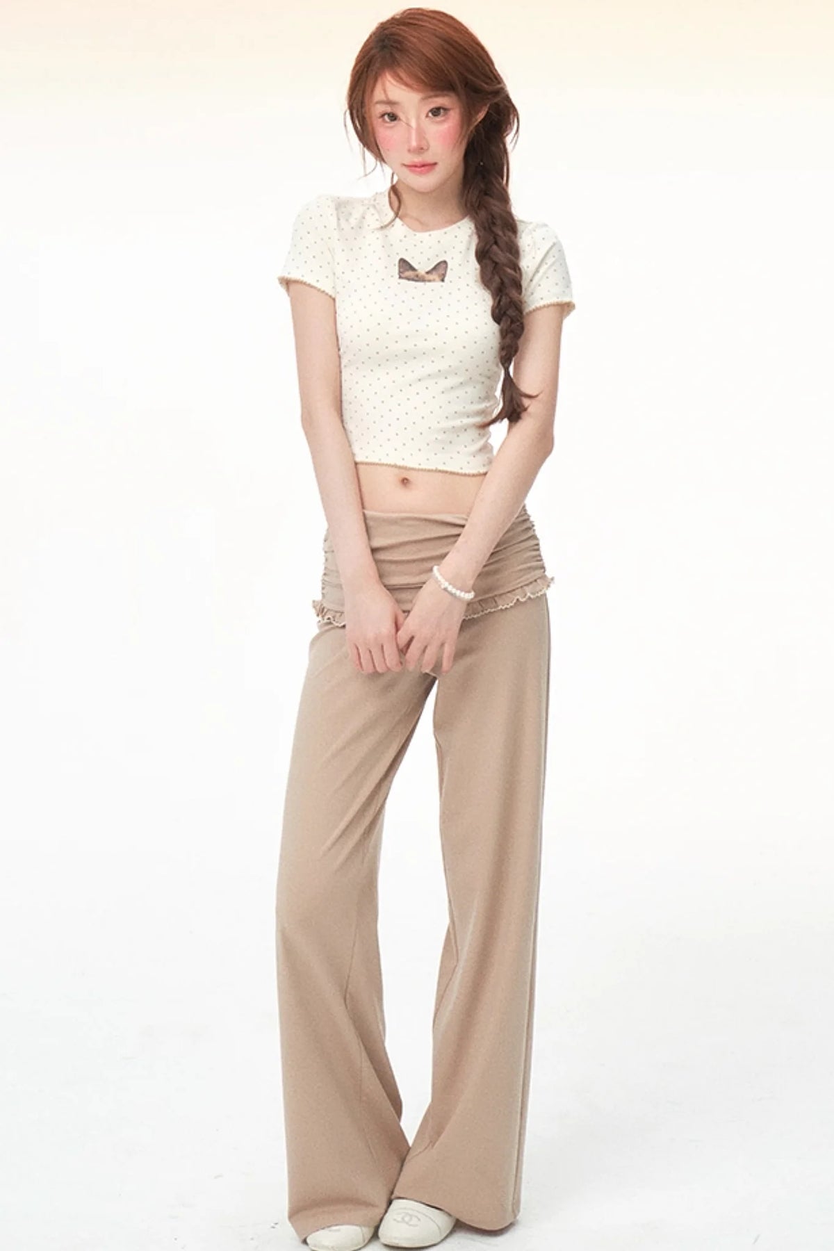 Polka Dot Tencel Top and Pants Set-Up