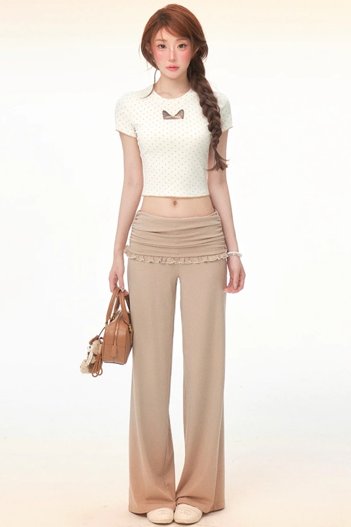 Polka Dot Tencel Top and Pants Set-Up