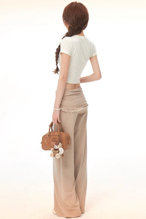 Polka Dot Tencel Top and Pants Set-Up