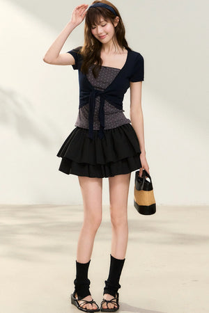Polka Dot Tube Top and Knit Cardigan Set