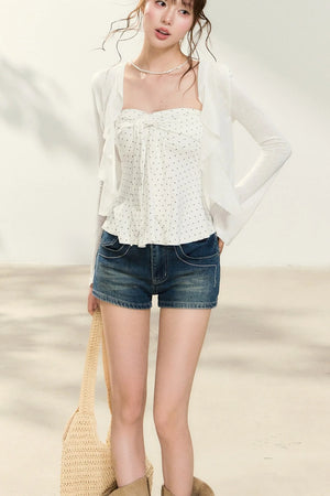 Polka Dot Tube Top and Shawl Cardigan Set