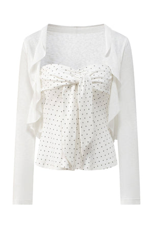Polka Dot Tube Top and Shawl Cardigan Set
