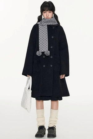 Polka Dot Wool Knit Scarf