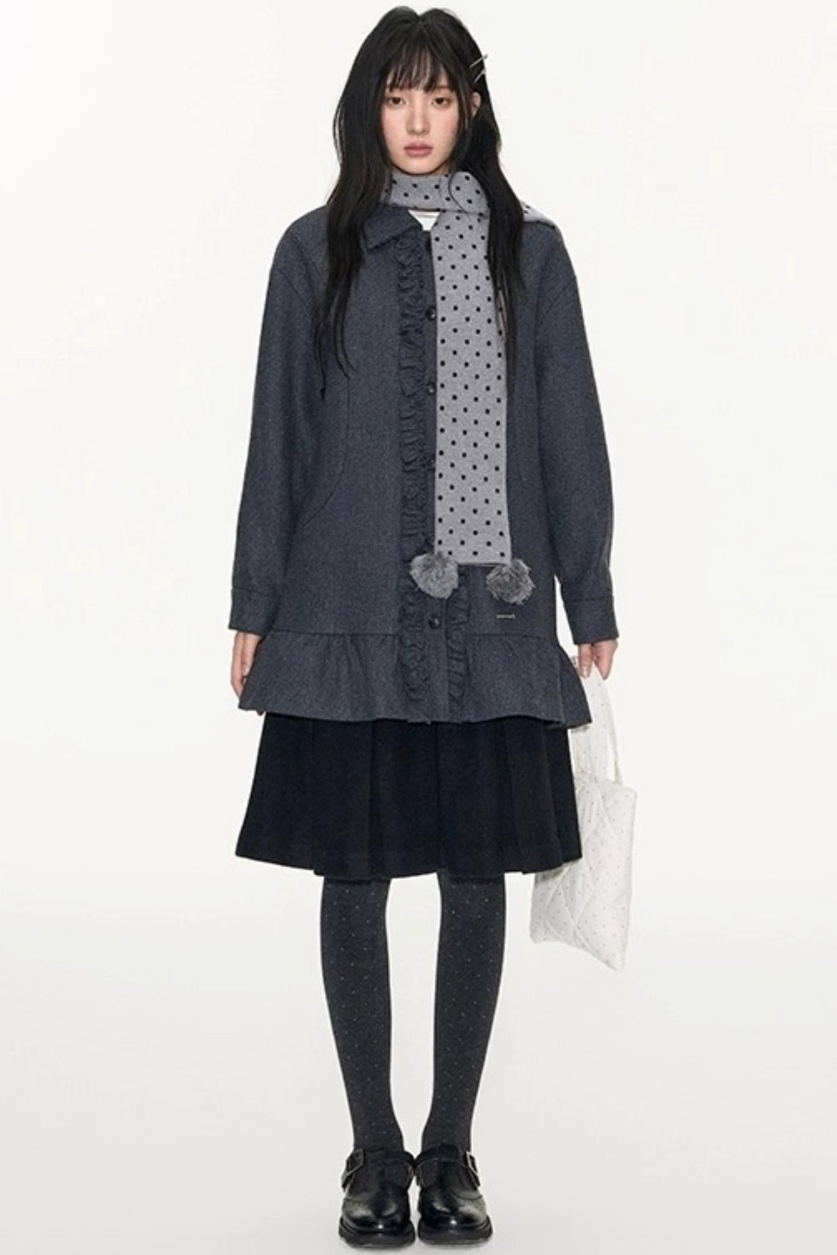 Polka Dot Wool Knit Scarf