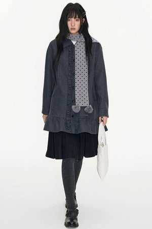 Polka Dot Wool Knit Scarf