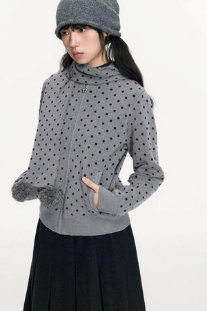 Polka Dot Wool Knit Scarf