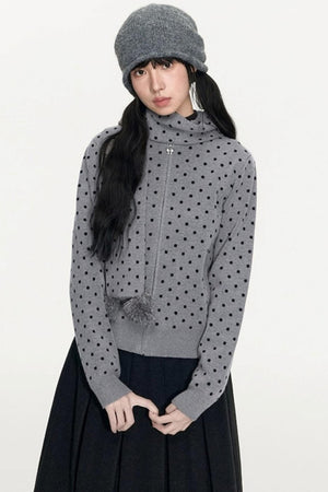 Polka Dot Wool Knit Scarf