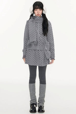 Polka Dot Wool Knit Scarf