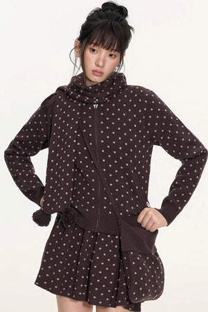 Polka Dot Wool Knit Scarf