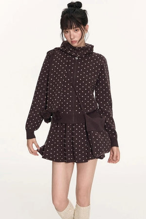 Polka Dot Wool Knit Scarf