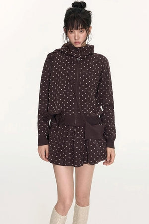 Polka Dot Wool Knit Scarf