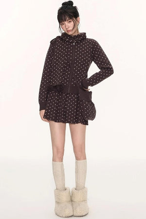 Polka Dot Wool Knit Scarf