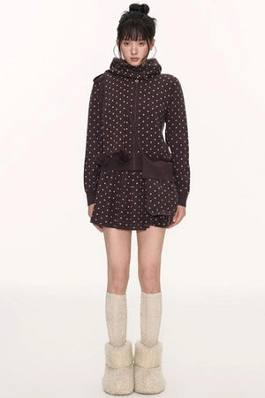 Polka Dot Wool Knit Scarf