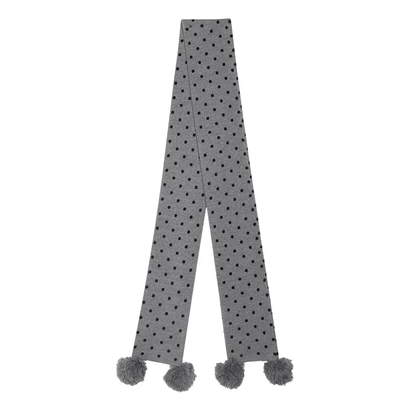 Polka Dot Wool Knit Scarf
