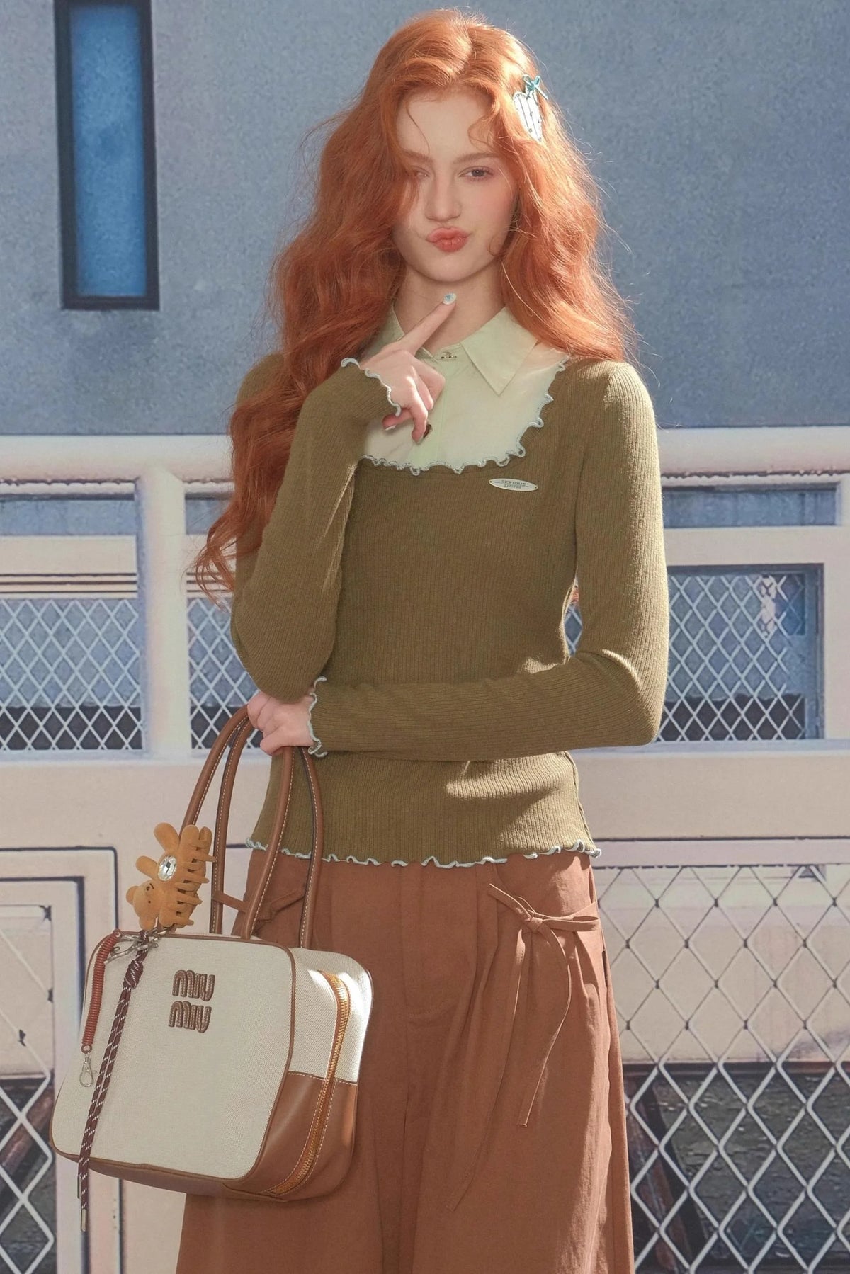 Polo Collar Long Sleeve T-Shirt