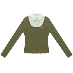 Polo Collar Long Sleeve T-Shirt