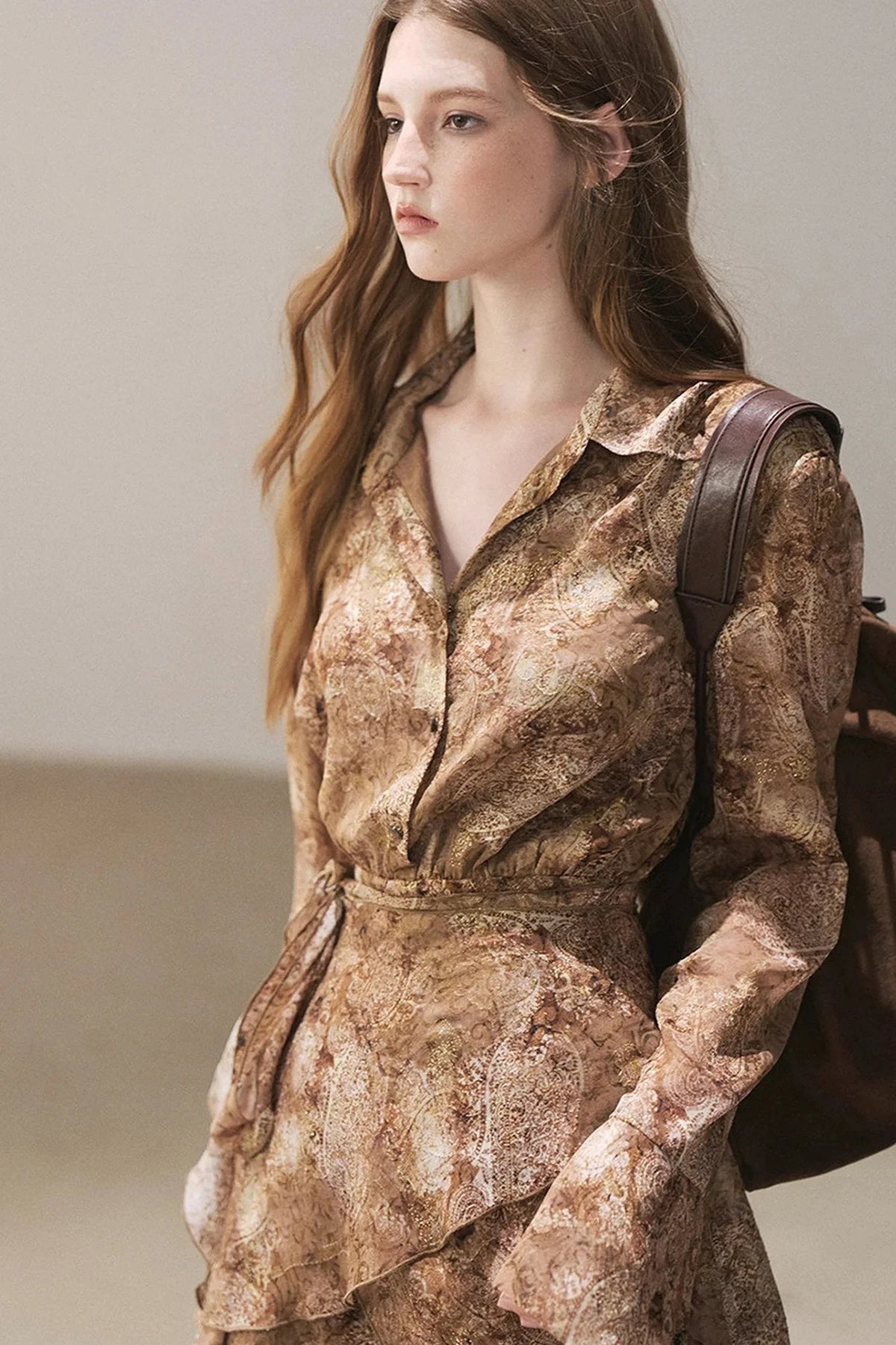 Polo Collar Ruffled Short Dress