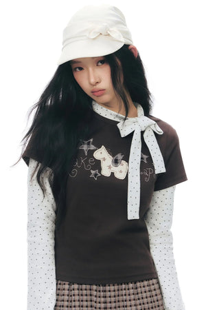 Pony Applique Embroidery T-Shirt