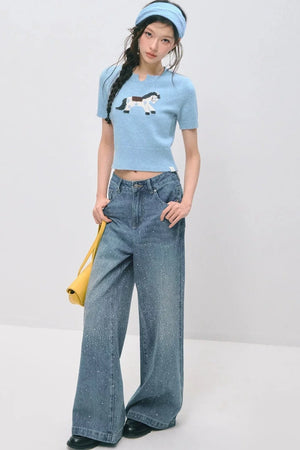 Pony Jacquard Short-Sleeved Top