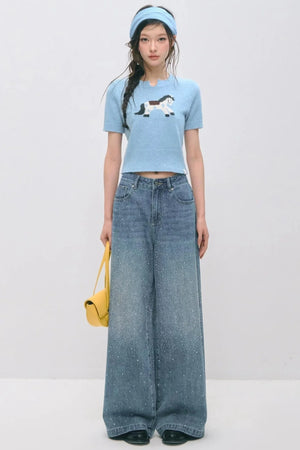 Pony Jacquard Short-Sleeved Top