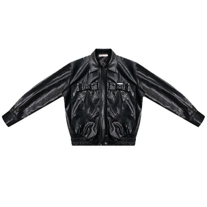 Premium Bow Black PU Leather Jacket