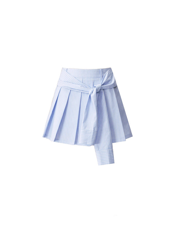 Preppy Blue Stripe Long Sleeves Shirt Set-Up