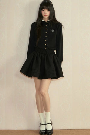 Preppy Knit Cardigan Pleated Skirt Set-Up