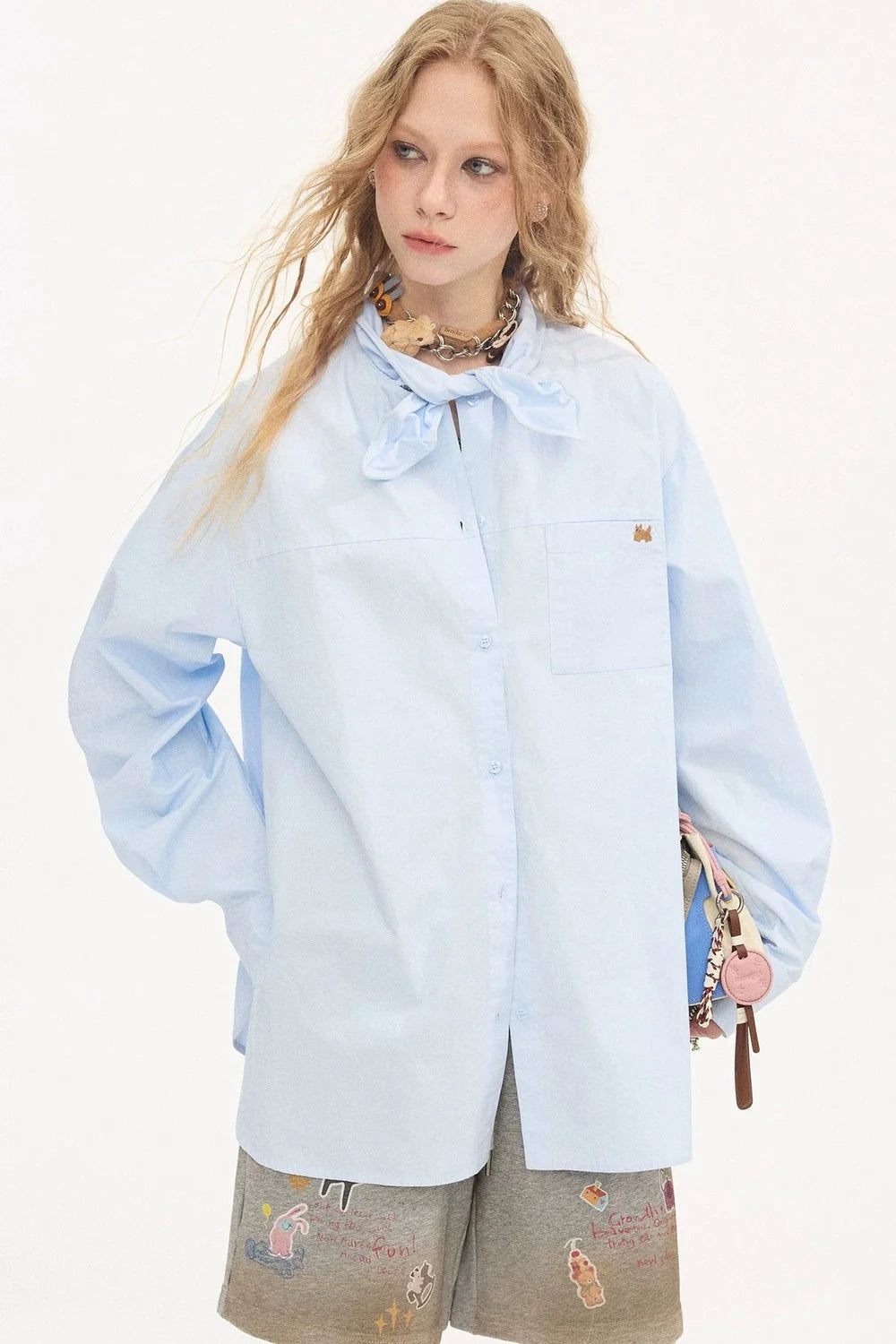 Preppy Long Sleeve Embroidered Shirt