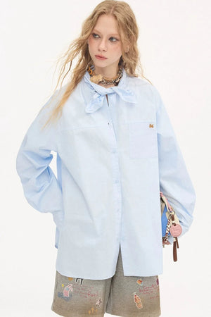 Preppy Long Sleeve Embroidered Shirt