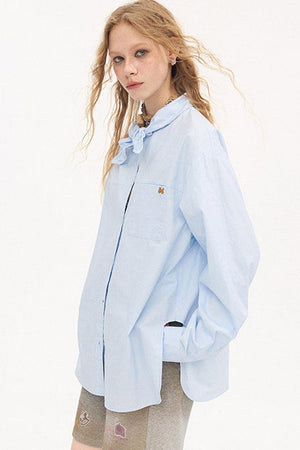 Preppy Long Sleeve Embroidered Shirt